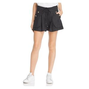 A MERE CO Womens Black Embellished Pocketed Cuffed Shorts Size: S